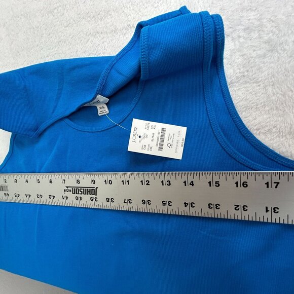 J.Crew Women's Ribbed Cotton Tank Top XXL Blue Style AY276 Scoop Neck Casual New - Picture 6 of 7